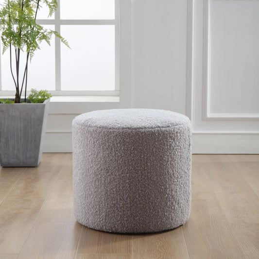 Wovenbyrd Round Pouf Ottoman with Foam Core, Gray - Perfect for Living Room or Bedroom