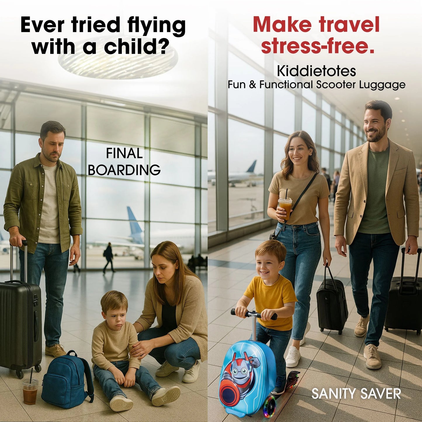Kiddietotes 20" Child Hardside Kids Travel Luggage