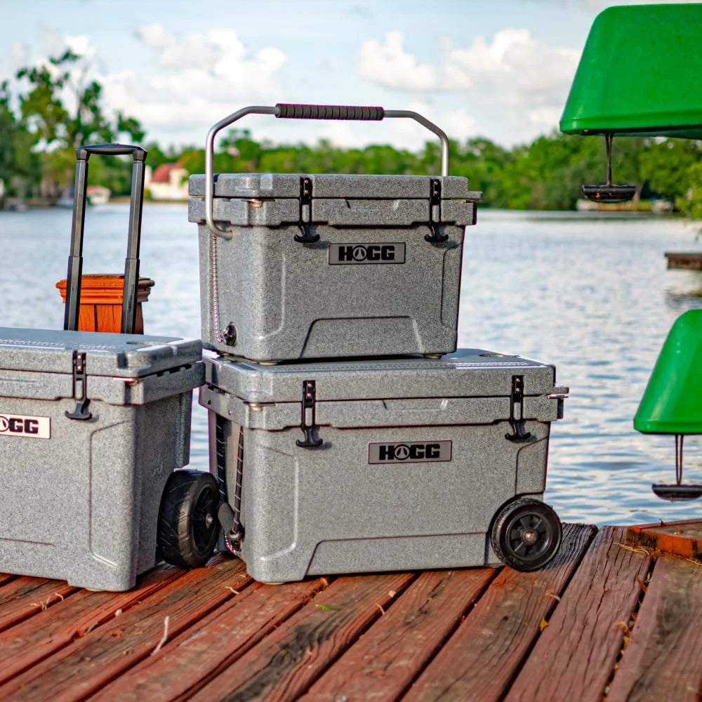 Hogg (Desert Flower) 110 QT Insulated Cooler with Wheels and Handles, Rolling Ice Chest with Wheels, Rotomolded Wheeled Coolers for Camping, Drinks, Outdoors