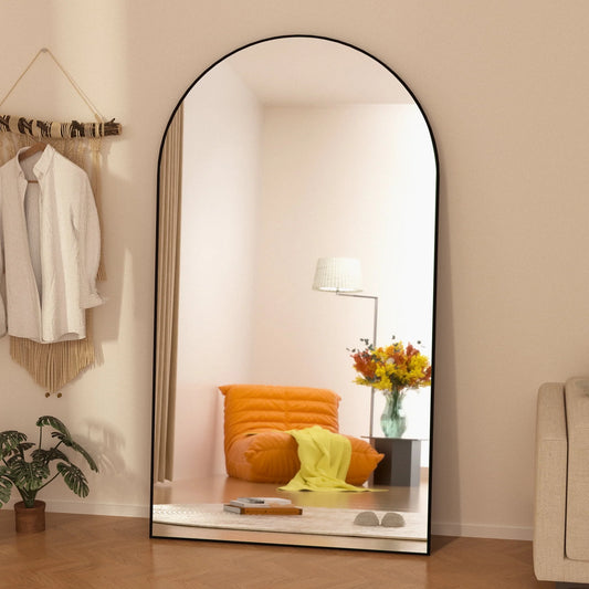 Ufurpie 71"×32" Large Full Length Mirror,Arch Mirror,Floor Mirror with Stand,for Bedroom Living Room Dressing Room,Black