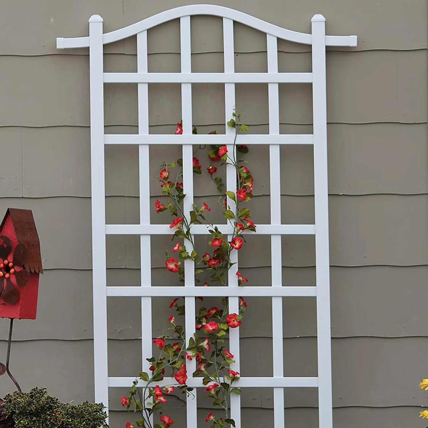Dura-Trel Melrose 35 x 75 Inch Indoor Outdoor Garden Trellis Plant Support for Vines and Climbing Plants, Flowers, and Vegetables, White