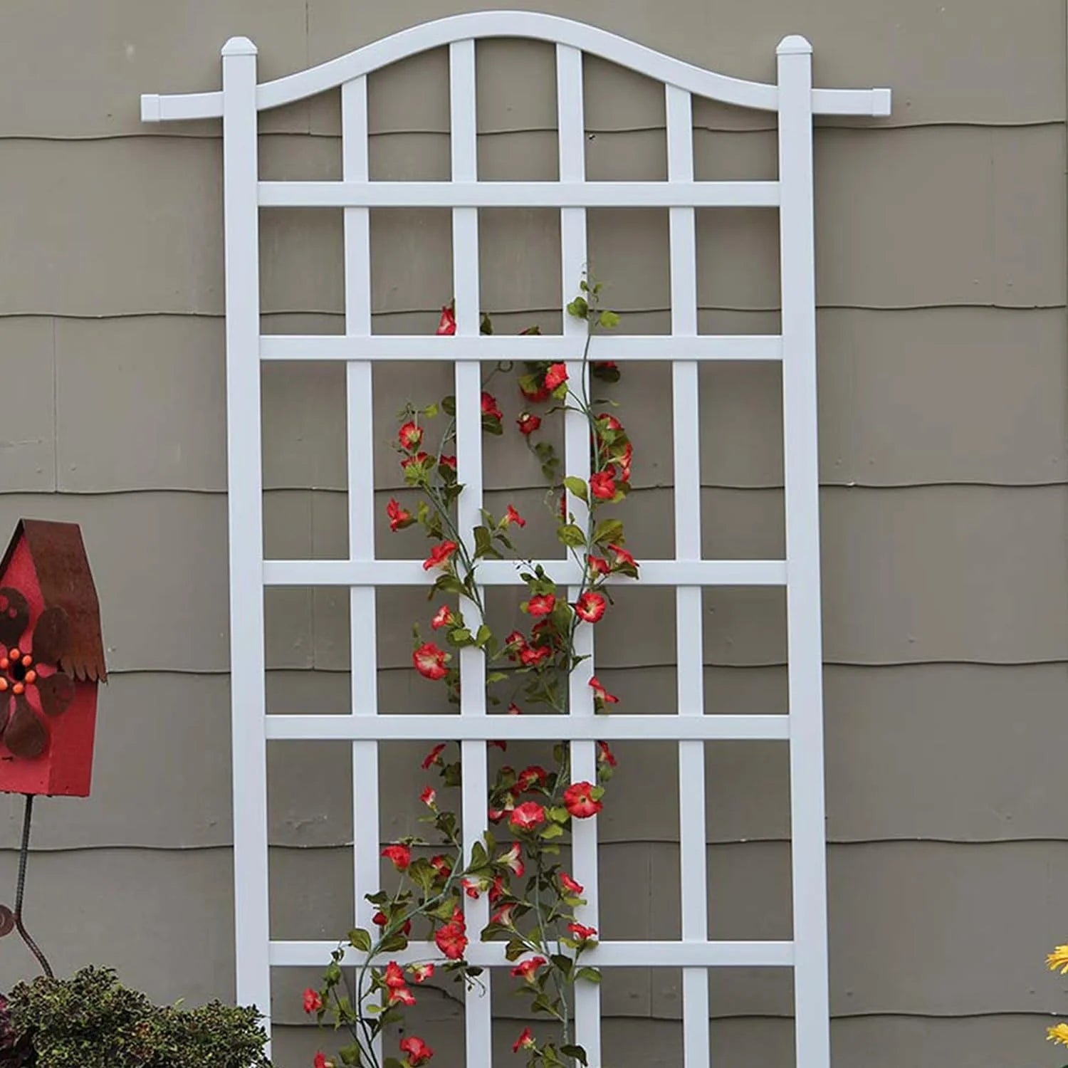 Dura-Trel Melrose 35 x 75 Inch Indoor Outdoor Garden Trellis Plant Support for Vines and Climbing Plants, Flowers, and Vegetables, White