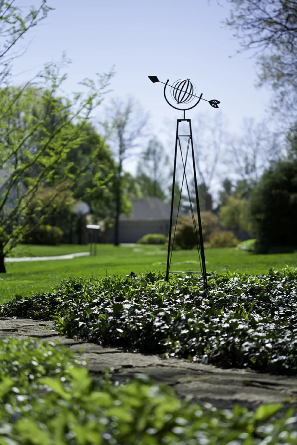Panacea 86805 6 Ft Metal Garden Obelisk Trellis Sculpture with Armillary Topper