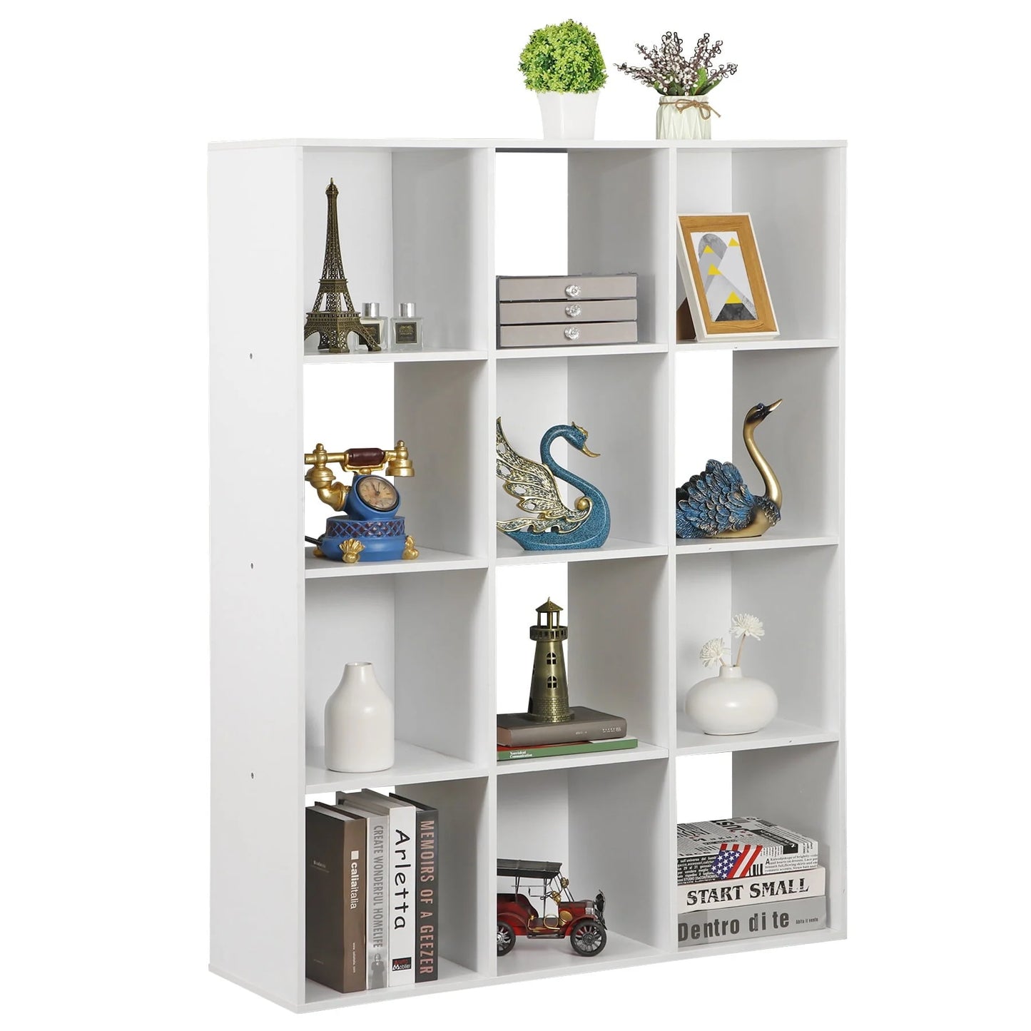 ZENSTYLE 12 Cubes Storage Shelves Organizer Bookshelf Display Cabinet for Home Office White