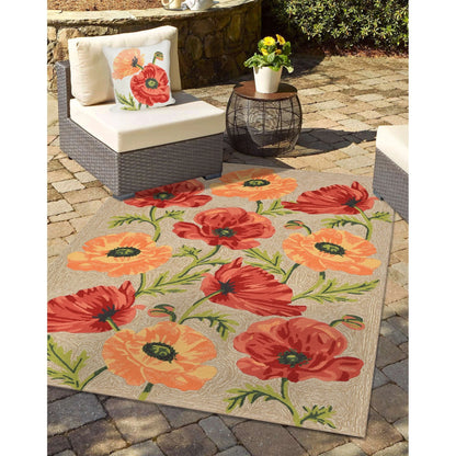 Liora Manne Ravella Poppies Outdoor Indoor Area Rug Neutral Fade Resistant 5x8