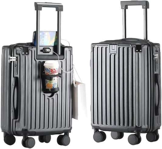 20 Inch Carry on Luggage Carry-on with Cup Holder & USB Port, Hardside Smart Luggage with Airline Approved TSA Lock, Lightweight carryon luggage 22 x 14 x 9 airline approved 360° Spinner Double Wheels