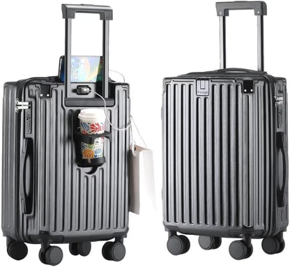 20 Inch Carry on Luggage Carry-on with Cup Holder & USB Port, Luggage with Airline Approved TSA Lock, Softside Lightweight carry on luggage 22 x 14 x 9 airline approved 360° Spinner Double Wheels