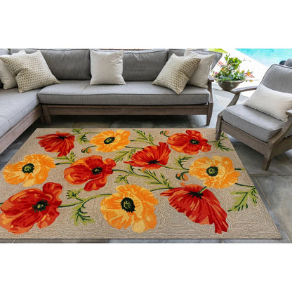 Liora Manne Ravella Poppies Outdoor Indoor Area Rug Neutral Fade Resistant 5x8