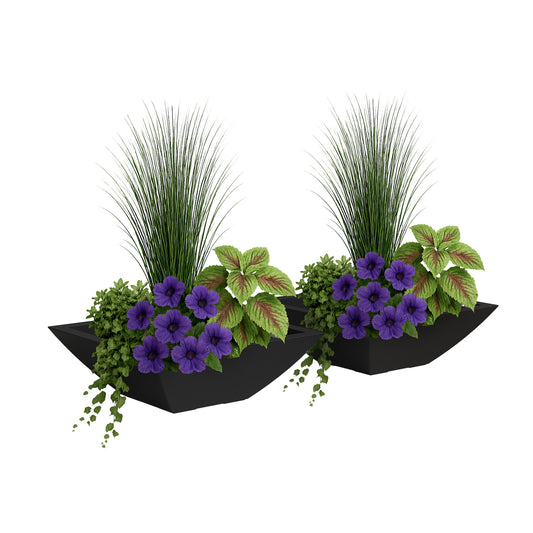 Evolve 20 in. Square Bowl Planters, Black, 2-pack