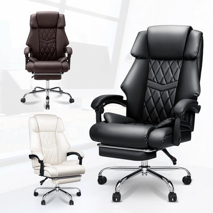 Hoffree Executive Office Chair Big and Tall Office Chair with Footrest Reclining Leather Chair High Back Ergonomic Computer Desk Chair with Lumbar Back Support for Home Office 500lbs, Black