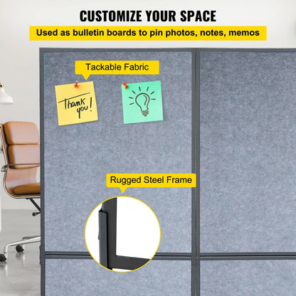 VEVOR Acoustic Room Divider Office Partition Panel 72"x66" 3 Pack in Light Gray