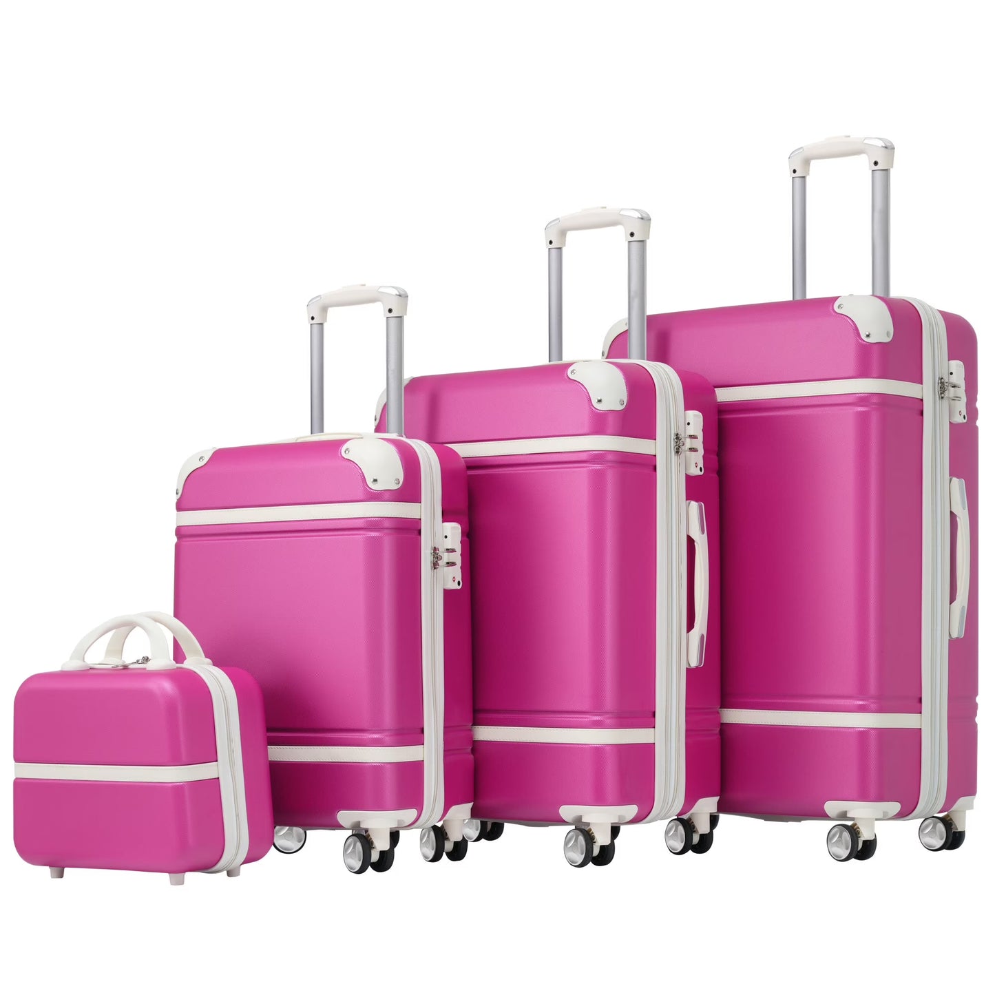 DUOSONG Hardshell Luggage Sets 4 Pieces 20"+24"+28" Luggages And Cosmetic Case Spinner Suitcase With Tsa Lock Lightweight White ABS Travel Luggage Hard Case