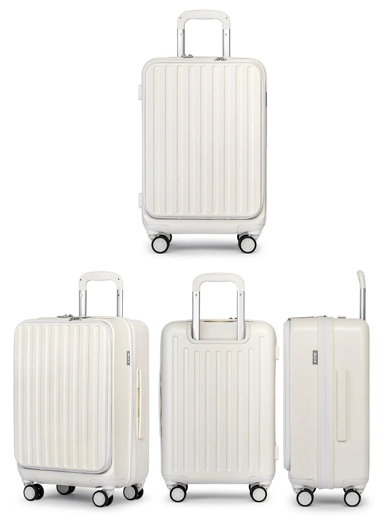 Front Open Carry On Luggage Laptop Compartment 100%PC TSA Lock Spinner Wheels 20" Lightweight Hardside Suitcase