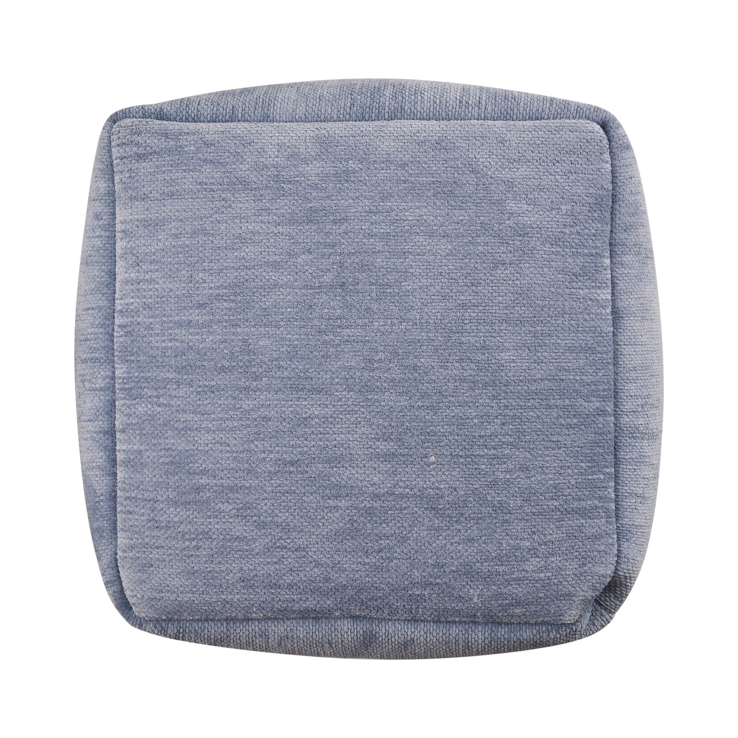 LR Home Medium Solid Indoor Cube Pouf, Blue Chenille, 18" x 18" x 18"