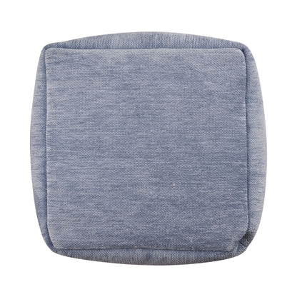 LR Home Medium Solid Indoor Cube Pouf, Blue Chenille, 18" x 18" x 18"