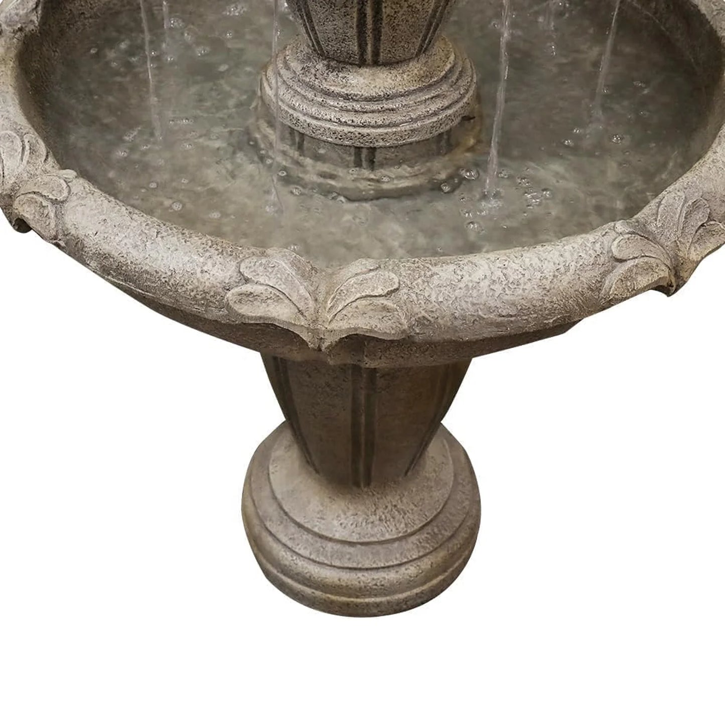 48°?H Outdoor Floor Water Fountain, 3-Tiers Concrete Water Fountain with Submersible Electric Pump - Garden Cascading Waterfall for Yard Patio Lawn Home Decor