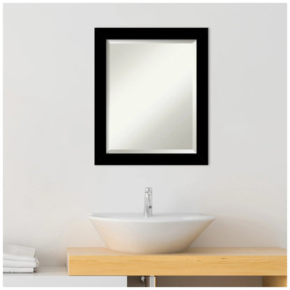 Amanti Art Brushed Black Beveled Bathroom Wall Mirror