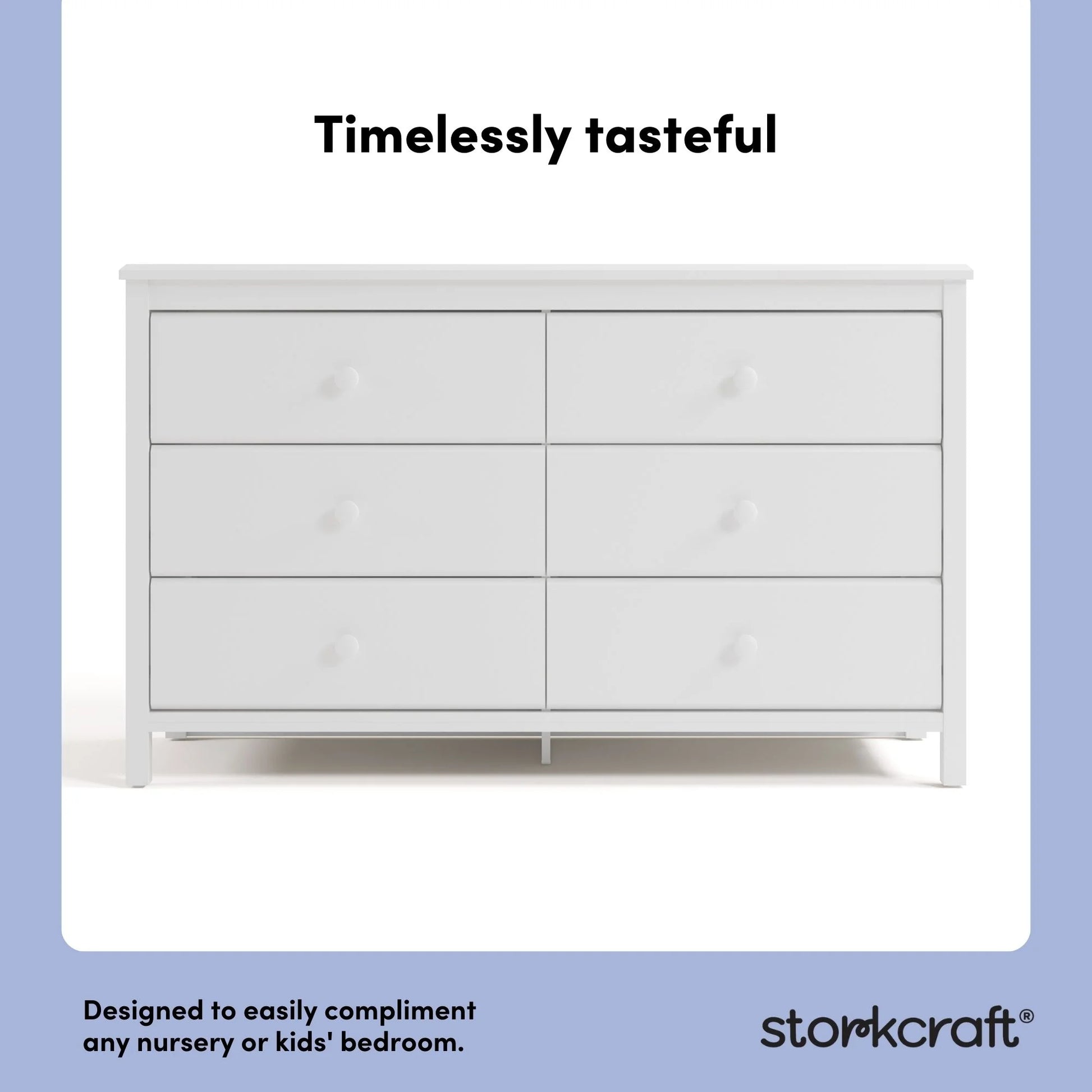 Storkcraft Alpine 6 Drawer Nursery Double Dresser, White