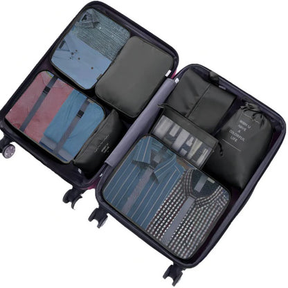 Koovon Packing Cubes for Travel, 8Pcs Travel Cubes Set Foldable Suitcase Organizer Lightweight Luggage Storage Bag, Black