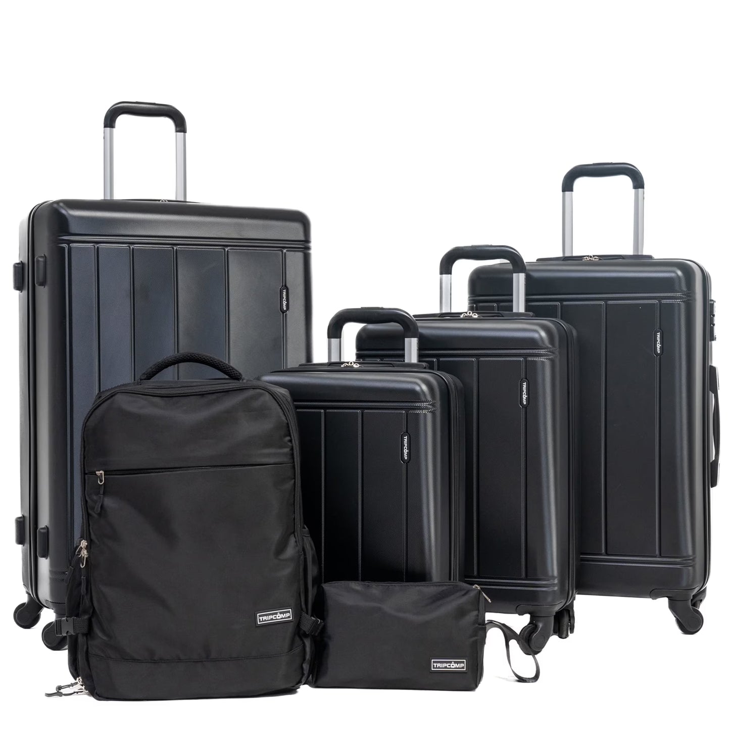 Tripcomp 6 Piece Hardside Luggage Sets Spinner Wheels with TSA Lock Lightweight Suitcase with backpacks(White)