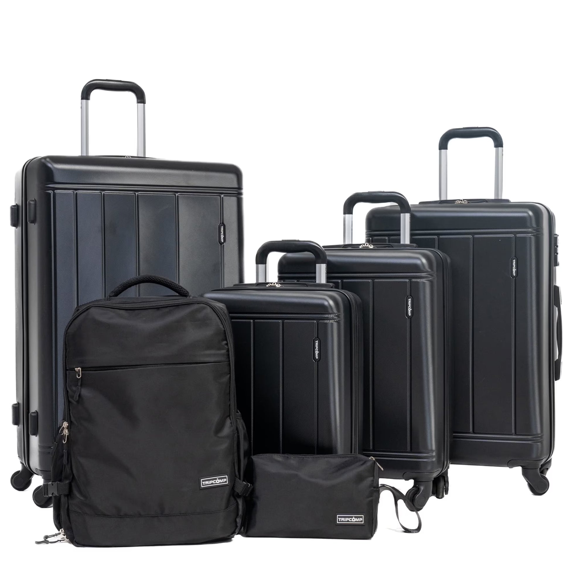 Tripcomp 6 Piece Hardside Luggage Sets Spinner Wheels with TSA Lock Lightweight Suitcase with backpacks(White)