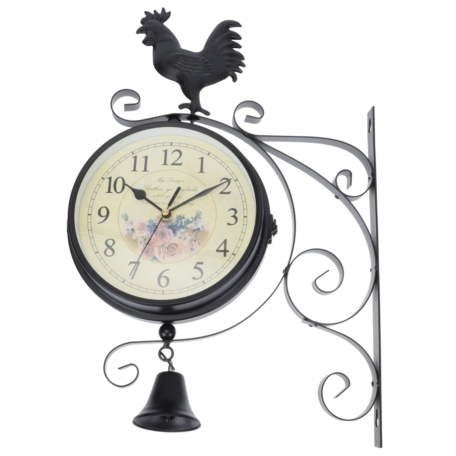 Homemaxs 1Pc Wall Clock Wall Hanging Clock Iron Art Hanging Clock Double Sided Clock