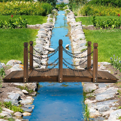 5ft Rustic Wooden Garden Bridge with Railings - Sturdy Fir Footbridge, Weather-Resistant Outdoor Walkway for Weddings, Home Decor, and Gardens, Supports Up to 500 lbs, Natural Brown Finish