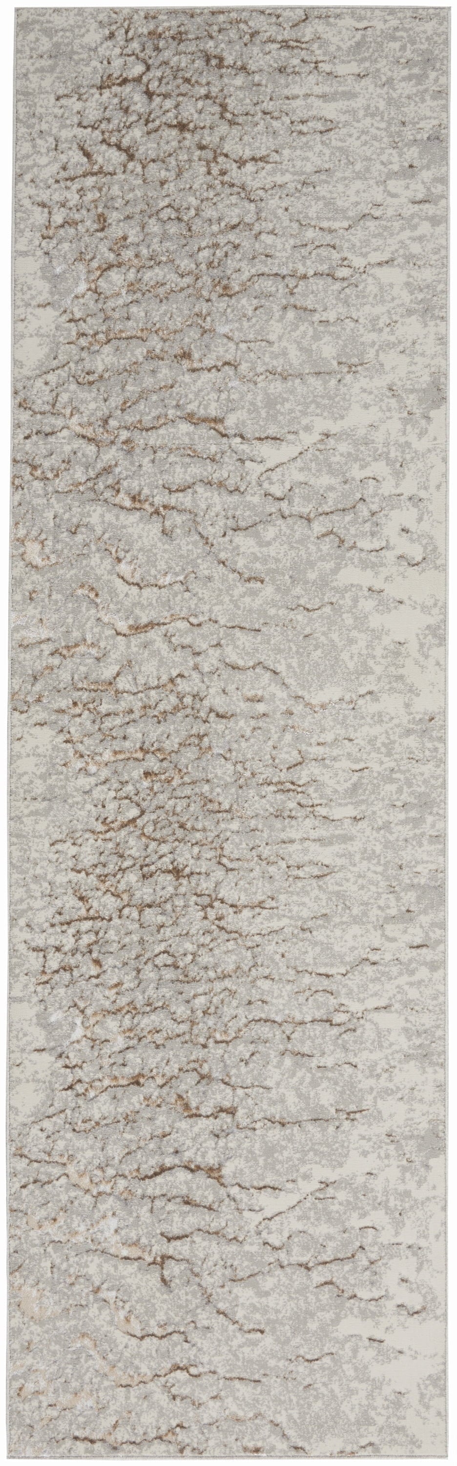Inspire Me! Home Decor Metallic Abstract Grey Mocha 2'2" x 7'6" Area Rug, (2x8)