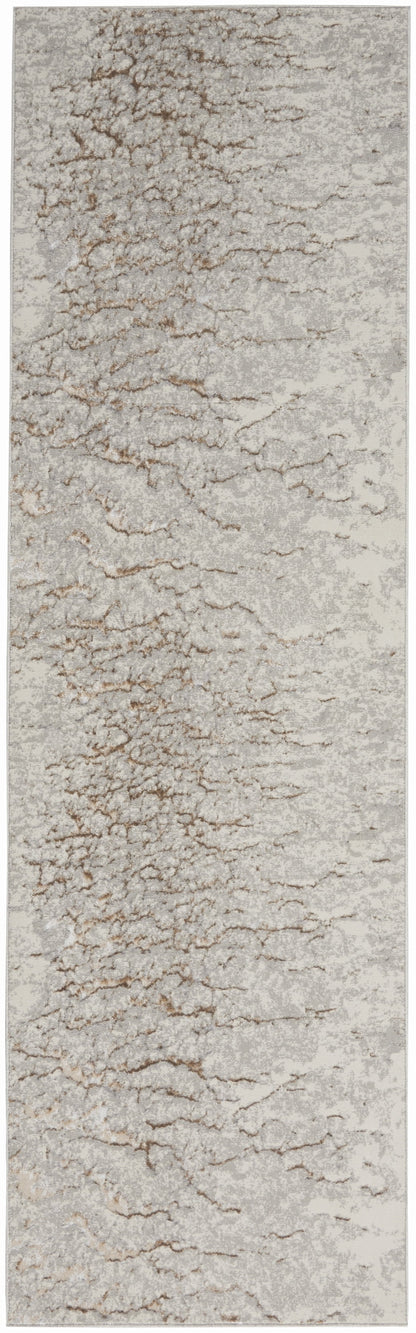 Inspire Me! Home Decor Metallic Abstract Grey Mocha 2'2" x 7'6" Area Rug, (2x8)