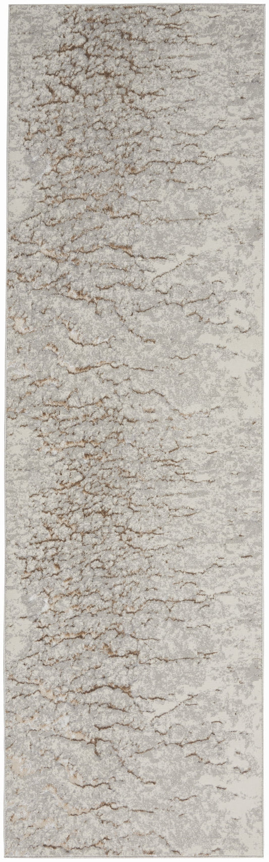 Inspire Me! Home Decor Metallic Abstract Grey Mocha 2'2" x 7'6" Area Rug, (2x8)
