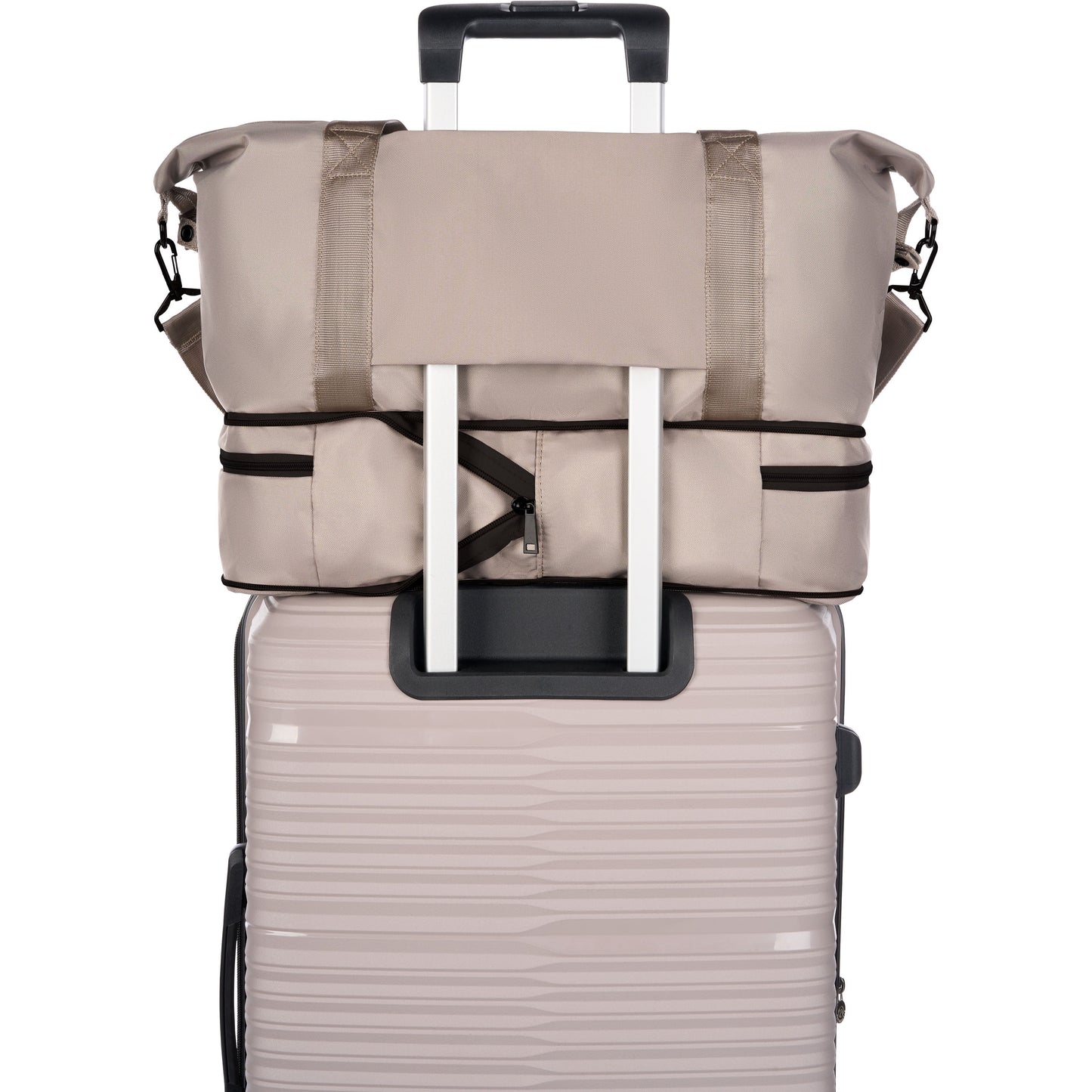 Protege 3-Piece Luggage Set, Taupe Splash, 20-inch Carry On, 25-inch Checked Suitcase & Weekender Duffel