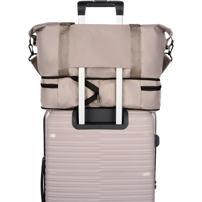 Protege 3-Piece Luggage Set, Taupe Splash, 20-inch Carry On, 25-inch Checked Suitcase & Weekender Duffel