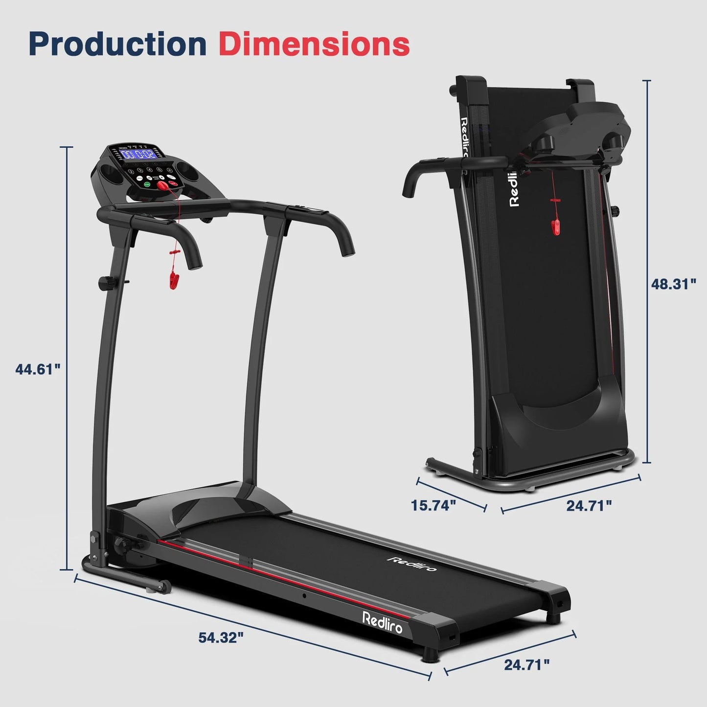Redliro Portable Folding Treadmill Incline Manual 220LBS Electric Walking Running Machine Home Office