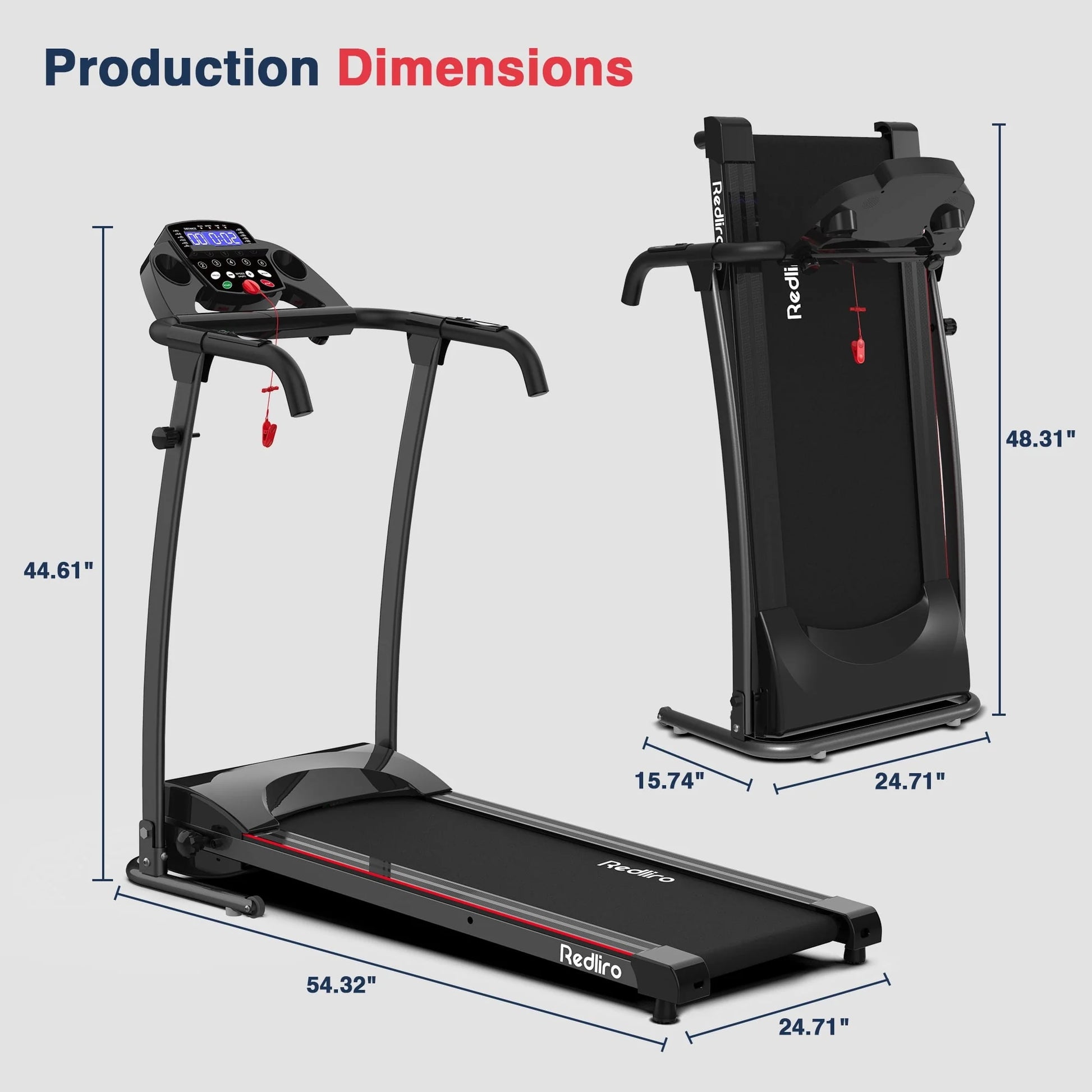 Redliro Portable Folding Treadmill Incline Manual 220LBS Electric Walking Running Machine Home Office