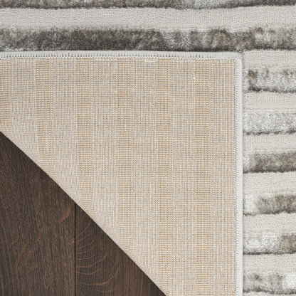Inspire Me! Home Dcor Brushstrokes Striped Beige Silver 5'3" x 7'3" Area Rug (5x7)