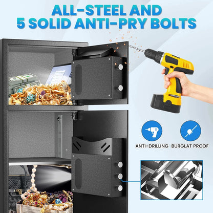 Opentiny 6.5 Cuft Large Safe, Digital Lock Home Safe Fireproof Waterproof, Anti-Theft Money Safe Box with Deposit Slot & Dual Alarm System, Digital Security Document Safe for Home Office Hotel