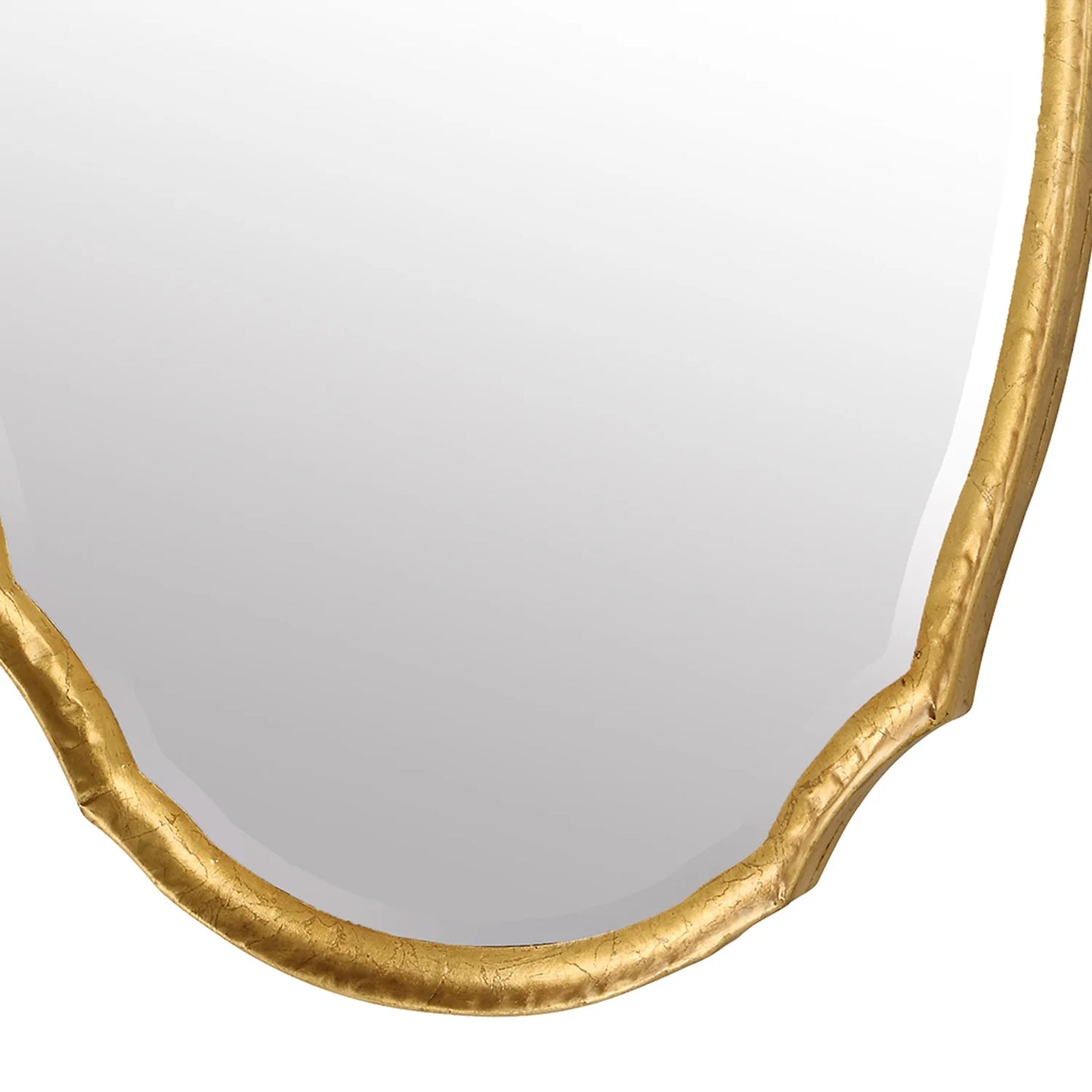 29 Inch Wood Wall Mirror, Beaded Oval Shape, Metallic Silver, Saltoro Sherpi