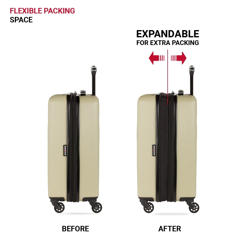SWISSGEAR Wave Hardside Expandable Carry-on Luggage with Spinner Wheels, Sand