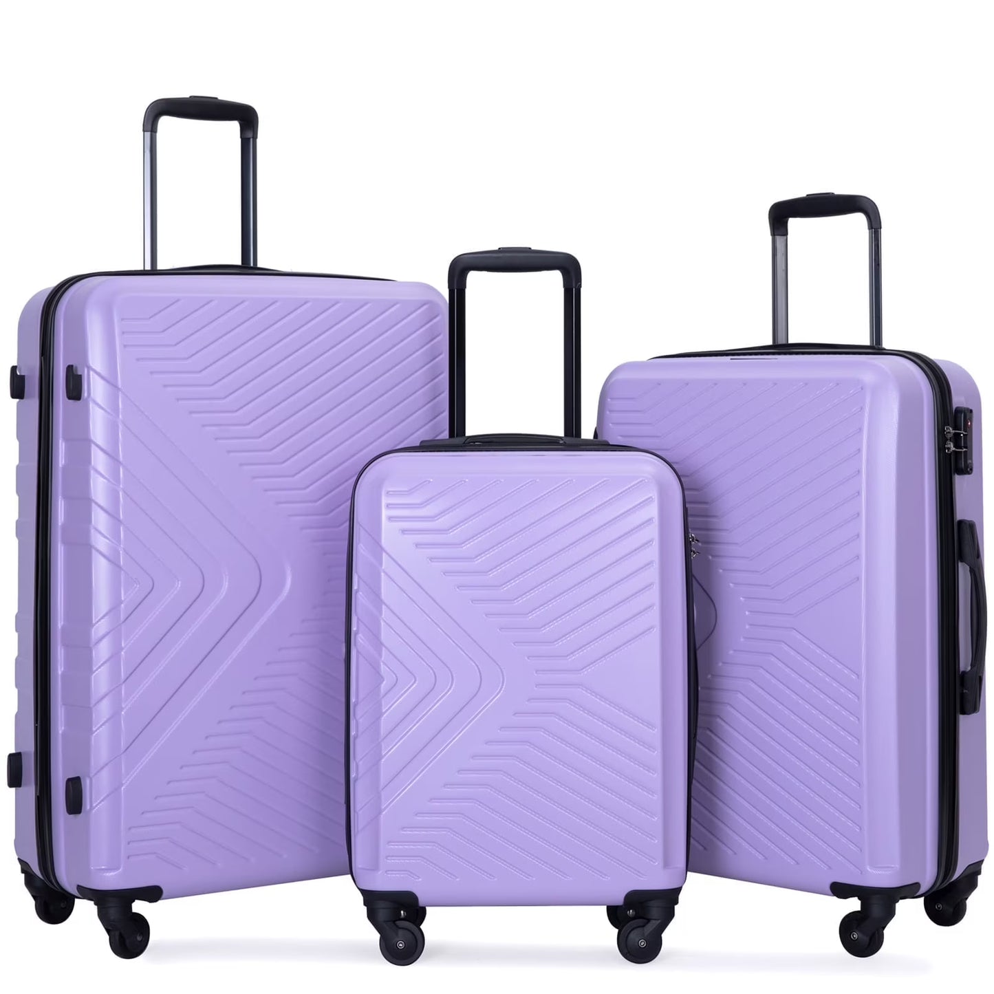 Travelhouse 3 Piece Hardshell Luggage Set Hardside Lightweight Suitcase with TSA Lock Spinner Wheels 20in24in28in.(Black)