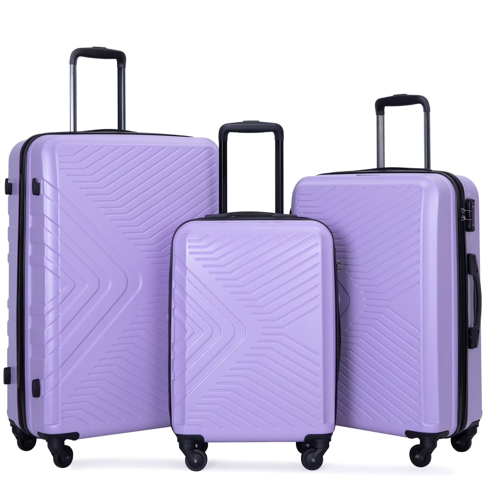 Travelhouse 3 Piece Hardshell Luggage Set Hardside Lightweight Suitcase with TSA Lock Spinner Wheels 20in24in28in.(Black)