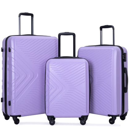Travelhouse 3 Piece Hardshell Luggage Set Hardside Lightweight Suitcase with TSA Lock Spinner Wheels 20in24in28in.(Black)