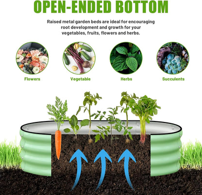 Galvanized Raised Garden Bed Outdoor, 2 Pcs 4x2x1ft Oval Metal Planter Box for Planting Plants Vegetables, White