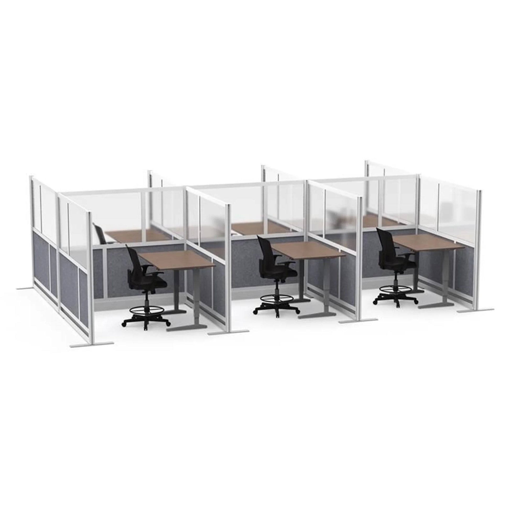 Luxor Freestanding Modular Room Divider Wall System with Built-in Cable Management Tray - 70" x 70" Add-On Wall