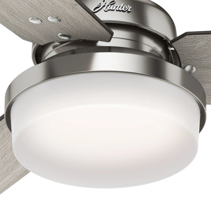 Hunter - Sentinel Indoor Ceiling Fan With Light, Remote, 60-inch, Brushed Nickel, Modern-style, 3-speed WhisperWind Motor, 59459, for living rooms, bedrooms, home offices, kitchens