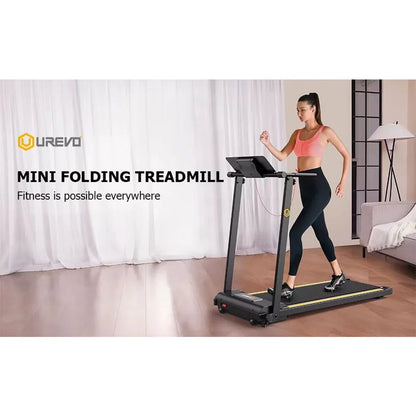 UREVO Folding Treadmill, 2.25HP Mini Treadmills for Home Office with 12 HIIT Modes, 265 lbs Capacity