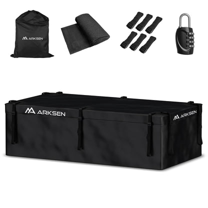 Arksen 29 Cubic Feet Waterproof Roof Top Luggage Storage Bag Heavy Duty Car Carrier Rooftop Bag W/12 Reinforced Straps, External Anti-slip Mat, 8 Door Hooks, For All Vechicles With/Without Rack