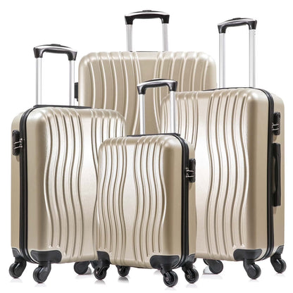 4-Piece Hardshell Luggage Set (18", 20", 24", 28") w/Corner Guards Lightweight Nestable Family Suitcases, 360° Wheels & Wet-Dry Compartment