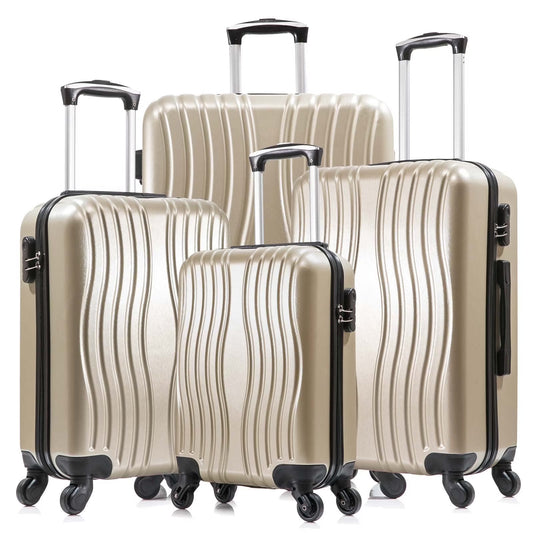 4-Piece Hardshell Luggage Set (18", 20", 24", 28") w/Corner Guards Lightweight Nestable Family Suitcases, 360° Wheels & Wet-Dry Compartment