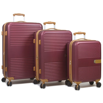 Dejuno Garland Hardside 3-Piece Spinner Luggage Set With USB Port - Burgundy