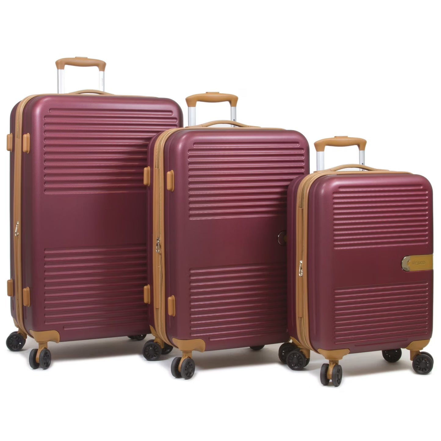 Dejuno Garland Hardside 3-Piece Spinner Luggage Set With USB Port - Burgundy